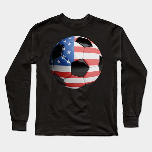 USA Flag Soccer Ball Long Sleeve T-Shirt by reapolo